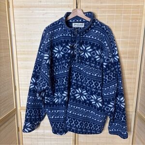 VTG TrailsEnd Men’s L Quarter-Zip Fleece Pullover Mock Neck Snowflake Design